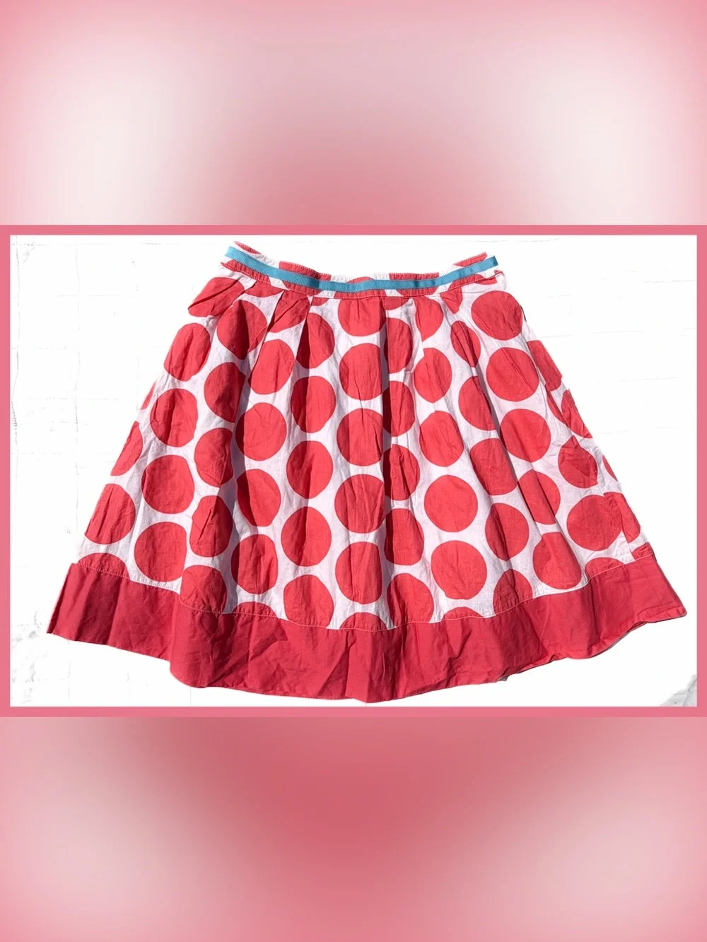 Mini Boden Girls 13 14 petite womens Skater Skirt A Line Cotton Polka Dot lk New